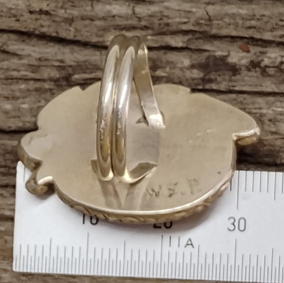 Old Natural Turquoise Ring Navajo Sterling Silver Handcrafted Sz 6.75 - Picture 7 of 15